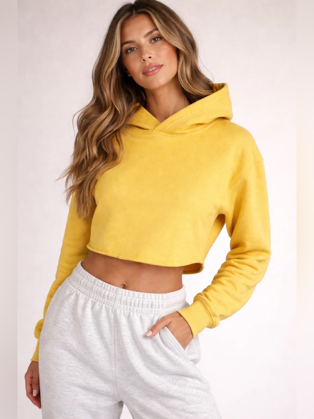 TNA Cropped Hoodie in Mustard